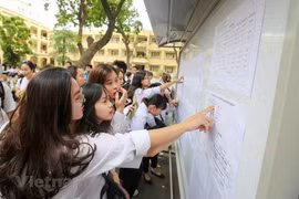 Thí sinh xem thông tin dự thi trong kỳ thi trung học phổ thông quốc gia. (Ảnh: Minh Sơn/Vietnam+)