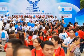 Sáng ngày 22/4 tại Quảng trường Lý Thái Tổ, Hà Nội đã diễn ra chương trình kỷ niệm 'Ngày sở hữu trí tuệ thế giới - IP Day' (26/4). (Ảnh: Minh Sơn/Vietnam+)