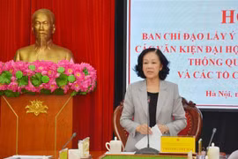 Bà Trương Thị Mai, Ủy viên Bộ Chính trị, Bí thư Trung ương Đảng, Trưởng Ban Dân vận Trung ương, Trưởng Ban Chỉ đạo chủ trì Hội nghị. (Ảnh: Phương Hoa/TTXVN)