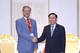 Chủ tịch Quốc hội Vương Đình Huệ gặp Phó Chủ tịch Hội đồng Liên bang Nga Konstantin Kosachev. (Ảnh: Doãn Tấn/TTXVN)