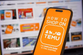 Nền tảng bán lẻ trực tuyến Temu của Trung Quốc trên điện thoại. (Ảnh: Vietnam+)
