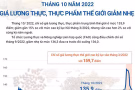 Chỉ số giá lương thực, thực phẩm thế giới tháng 10 giảm nhẹ