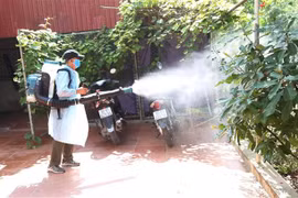 Phun thuốc diệt muỗi. (Ảnh: Nguyễn Chinh/TTXVN)