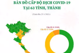 [Infographics] Bản đồ cấp độ dịch COVID-19 tại 63 tỉnh, thành