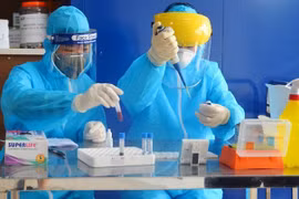 Nhân viên y tế làm công tác xét nghiệm. (Nguồn: TTXVN)