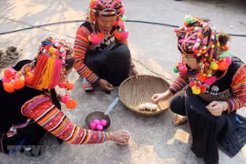Chuẩn bị lễ vật để cúng trong lễ Gạ Ma Thú của đồng bào dân tộc Hà Nhì. (Ảnh: Phan Tuấn Anh/TTXVN) 