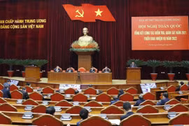 Quang cảnh hội nghị toàn quốc tổng kết công tác kiểm tra, giám sát năm 2021. (Ảnh: Phương Hoa/TTXVN)