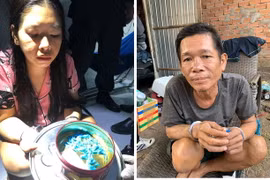 Hai đối tượng Lương Thị Bích Chi và Lương Văn Nhân bị bắt giữ cùng tang vật. (Nguồn: baodongnai.com.vn)