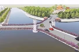  Mô hình cầu Nguyễn Văn Linh hình chữ Y. (Ảnh: Trung Hiếu-TTXVN)