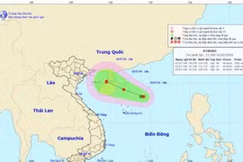 Bản đồ đường đi của vùng áp thấp. (Nguồn: nchmf.gov.vn)