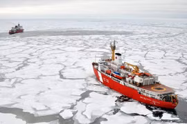 Những con tàu đang hoạt động tại Bắc cực. (Ảnh: US Coast Guard)