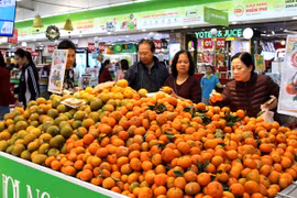 Đặc sản cam Hà Giang được bày bán trong Big C Thăng Long. (Nguồn: baohagiang.vn)