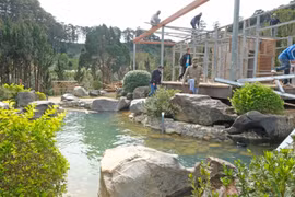 Một căn nhà kiểu biệt thự sân vườn bị lực lượng chức năng tháo dỡ trong sáng 10/12. (Ảnh: Nguyễn Dũng/TTXVN)