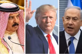 Quốc vương Bahrain Hamad bin Isa Al Khalifa, Tổng thống Mỹ Donald Trump và Thủ tướng Israel Benjamin Netanyahu. (Nguồn: Reuters)
