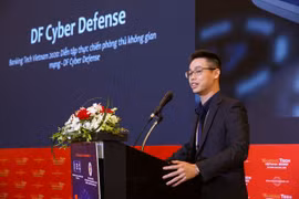 Ông Trần Quang Hưng, Giám đốc NCSC phát biểu tại sự kiện diễn tập thực chiến phòng thủ không gian mạng - DF Cyber Defense. (Ảnh: Minh Sơn/Vietnam+)