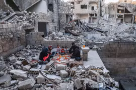 Cảnh đổ nát sau các cuộc giao tranh tại Idlib, Syria, ngày 4/5/2020. (Ảnh: AFP/TTXVN)