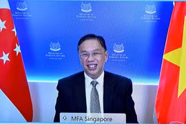 Bí thư thường trực Bộ Ngoại giao Singapore Chee Wee Kiong tại cuộc họp trực tuyến Tham khảo Chính trị Việt Nam-Singapore lần thứ 13. (Ảnh: TTXVN phát)