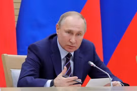 Tổng thống Nga Vladimir Putin trong bài phát biểu tại Moskva ngày 16/1/2020. (Ảnh: AFP/TTXVN)