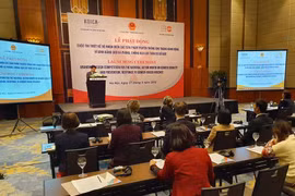 Lễ phát động Cuộc thi thiết kế Bộ nhận diện cho Tháng hành động về bình đẳng giới và phòng, chống bạo lực trên cơ sở giới. (Ảnh: Nguyễn Linh/Vietnam+)
