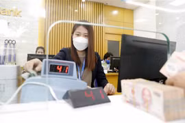 Làm thủ tục cho khách hàng vay vốn tại Ngân hàng TMCP Bảo Việt. (Ảnh: Trần Việt/TTXVN)
