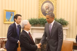 Tổng Bí thư Nguyễn Phú Trọng và Tổng thống Hoa Kỳ Barack Obama đã có cuộc hội đàm chính thức tại tại phòng Bầu dục ở Nhà Trắng. (Ảnh: Trí Dũng/TTXVN)
