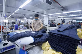 Sản xuất sản phẩm may mặc tại Công ty May Hưng Long (Mỹ Hào, Hưng Yên). (Ảnh: Phạm Kiên/TTXVN)