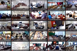Các điểm cầu tại lễ khai mạc trực tuyến Kỳ thi Olympic Toán học sinh viên, học sinh toàn quốc năm 2022. (Ảnh: BTC)