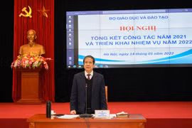 Bộ trưởng Bộ Giáo dục và Đào tạo Nguyễn Kim Sơn phát biểu chỉ đạo tại hội nghị. (Ảnh: Bộ GD-ĐT)