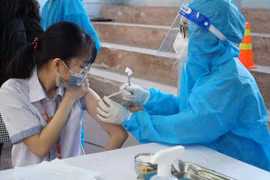 Sớm được tiêm vaccine là tấm lá chắn an toàn để học sinh yên tâm học tập khi đến trường. (Ảnh: Bích Huệ/TTXVN)
