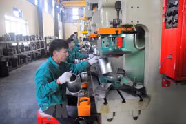 Sản xuất đồ điện gia dụng tại Công ty TNHH Điện cơ AIDI Khu công nghiệp Gia Lễ, thị trấn Đông Hưng, tỉnh Thái Bình. (Ảnh: Thế Duyệt/TTXVN)