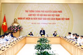 Thủ tướng Nguyễn Xuân Phúc phát biểu tại buổi làm việc. (Ảnh: Thống Nhất/TTXVN) 