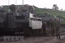 Binh sỹ Israel được triển khai tại Cao nguyên Golan do Israel chiếm đóng, ngày 25/3/2019. (Ảnh: THX/TTXVN)