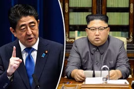 Nhà lãnh đạo Triều Tiên Kim Jong-un và Thủ tướng Nhật Bản Shinzo Abe. (Nguồn: Getty/Reuters)