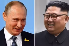 Tổng thống Nga Vladimir Putin và nhà lãnh đạo Triều Tiên Kim Jong-un. (Nguồn: Sky News)