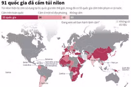 [Infographics] 91 quốc gia trên thế giới cấm sử dụng túi nilon