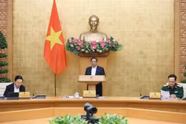 Thủ tướng Phạm Minh Chính chủ trì họp chuyên đề về xây dựng pháp luật tháng 11/2023. (Ảnh: Dương Giang/TTXVN)