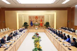 Thủ tướng Phạm Minh Chính và Thủ tướng Australia Anthony Albanese hội đàm. (Ảnh: Dương Giang/TTXVN)