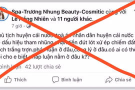 Nội dung bài đăng sai sự thật của bà T.H.N trên mạng xã hội Facebook. (Ảnh: TTXVN phát)