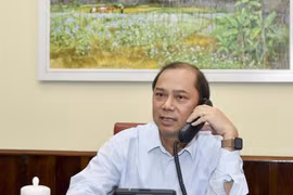 Thứ trưởng Bộ Ngoại giao Nguyễn Quốc Dũng điện đàm với Quốc Vụ khanh Bộ Ngoại giao Anh Heather Wheeler. (Ảnh: TTXVN)