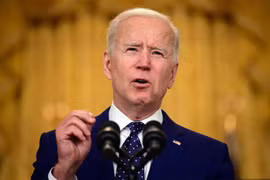 Tổng thống Mỹ Joe Biden phát biểu tại Washington, DC, ngày 15/4/2021. (Nguồn: AFP/TTXVN) 