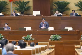 Bộ trưởng Bộ Kế hoạch và Đầu tư Nguyễn Chí Dũng phát biểu giải trình, làm rõ một số vấn đề đại biểu Quốc hội nêu. (Ảnh: Doãn Tấn/TTXVN) 
