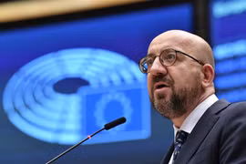 Chủ tịch Hội đồng châu Âu Charles Michel phát biểu tại cuộc họp ở Brussels, Bỉ, ngày 23/3/2022. (Ảnh: AFP/TTXVN) 