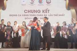 Đại sứ Thái Xuân Dũng trao giải đặc biệt. (Ảnh: Hồng Kỳ/Vietnam+) 