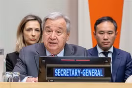 Tổng Thư ký Liên hợp quốc Antonio Guterres phát biểu tại New York, Mỹ. (Ảnh: THX/TTXVN)