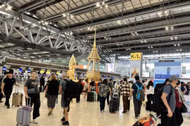 Sân bay Suvarnabhumi tấp nập khách qua lại sáng 9/3/2024. (Ảnh Đỗ Sinh/TTXVN)