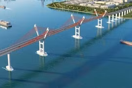 Phối cảnh cầu Bến Rừng nối huyện Thủy Nguyên, thành phố Hải Phòng) với thị xã Quảng Yên, tỉnh Quảng Ninh. (Ảnh: Hoàng Ngọc/TTXVN)