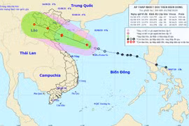 Vị trí và đường đi của áp thấp nhiệt đới. (Nguồn: nchmf.gov.vn) 