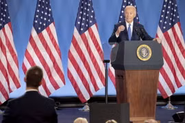 Tổng thống Mỹ Joe Biden phát biểu tại cuộc họp báo ở Washington, DC ngày 11/7/2024. (Ảnh: Kyodo/TTXVN)