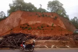 Hiện trường một vụ sạt lở ở Yên Bái. (Nguồn: TTXVN phát) 