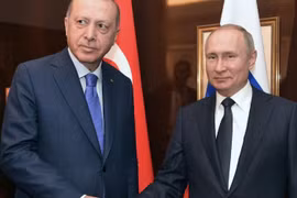 Tổng thống Nga Vladimir Putin và người đồng cấp Thổ Nhĩ Kỳ Tayyip Erdogan. (Nguồn: Reuters) 